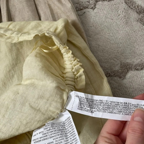 Zara 100% Linen Shorts w/ Pockets  Oversized Cream Pastel Yellow Medium NWT - Picture 7 of 9